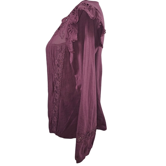 Tiny Anthropologie Long Sleeve Lace Crescent Top In L - Picture 8 of 12